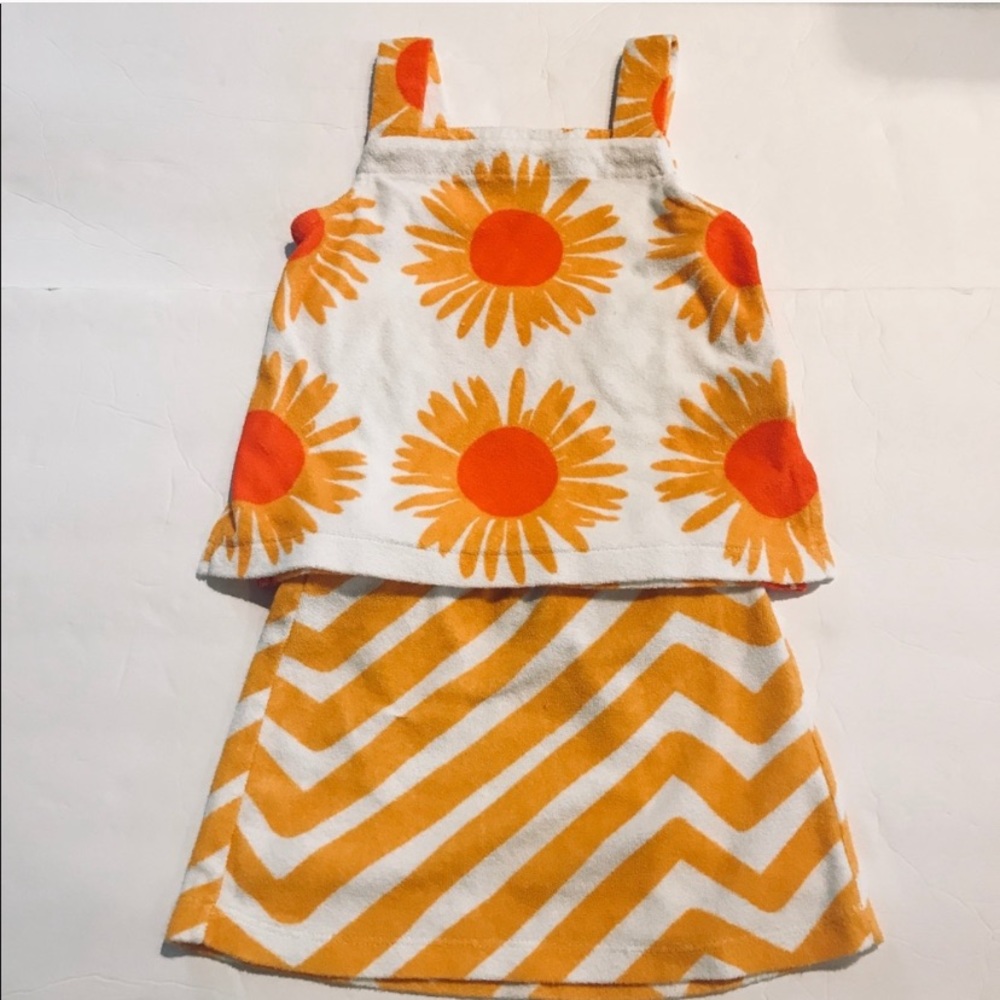 L Child Marimekko Orange Floral Beach Coverup Set